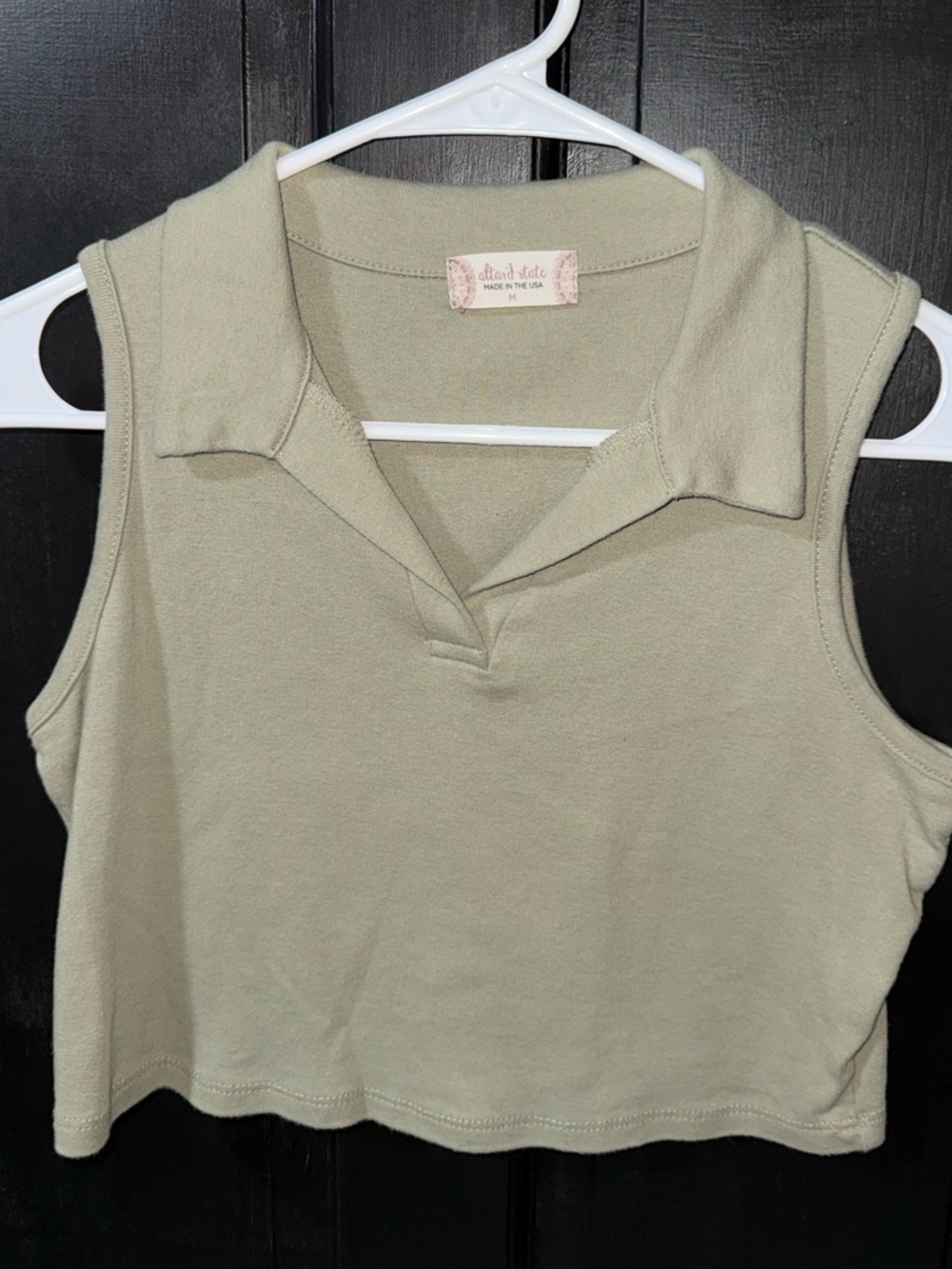 Altar'd State Women’s Sage Sleeveless Collared Crop Top